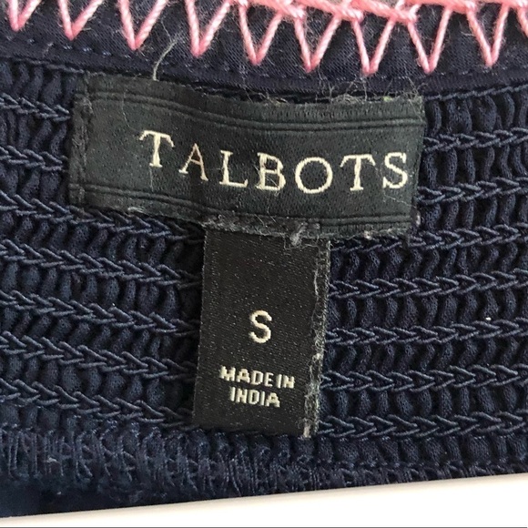 Talbots Floral Embroidered Top Short Sleeve 100% Cotton Blue Colorful Sz Small - Picture 6 of 10